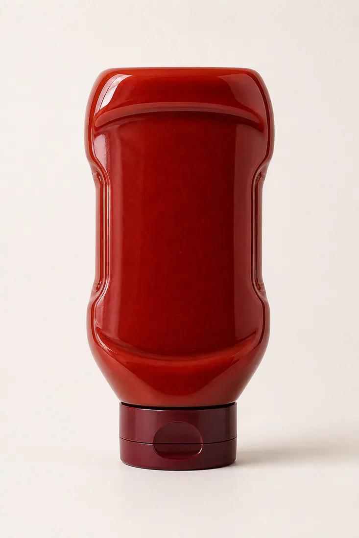Botella invertida para ketchup – vista del producto