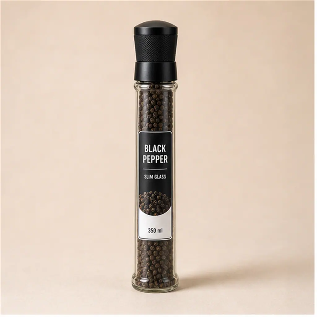 Molinillo de pimienta estilizado de vidrio 350 ml, vista frontal