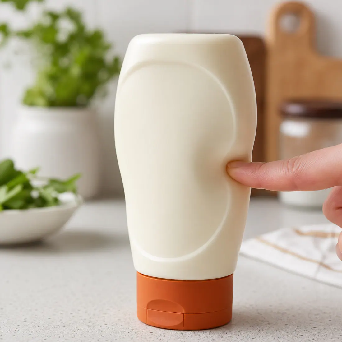 Detalle del material, la superficie y el cuerpo del envase